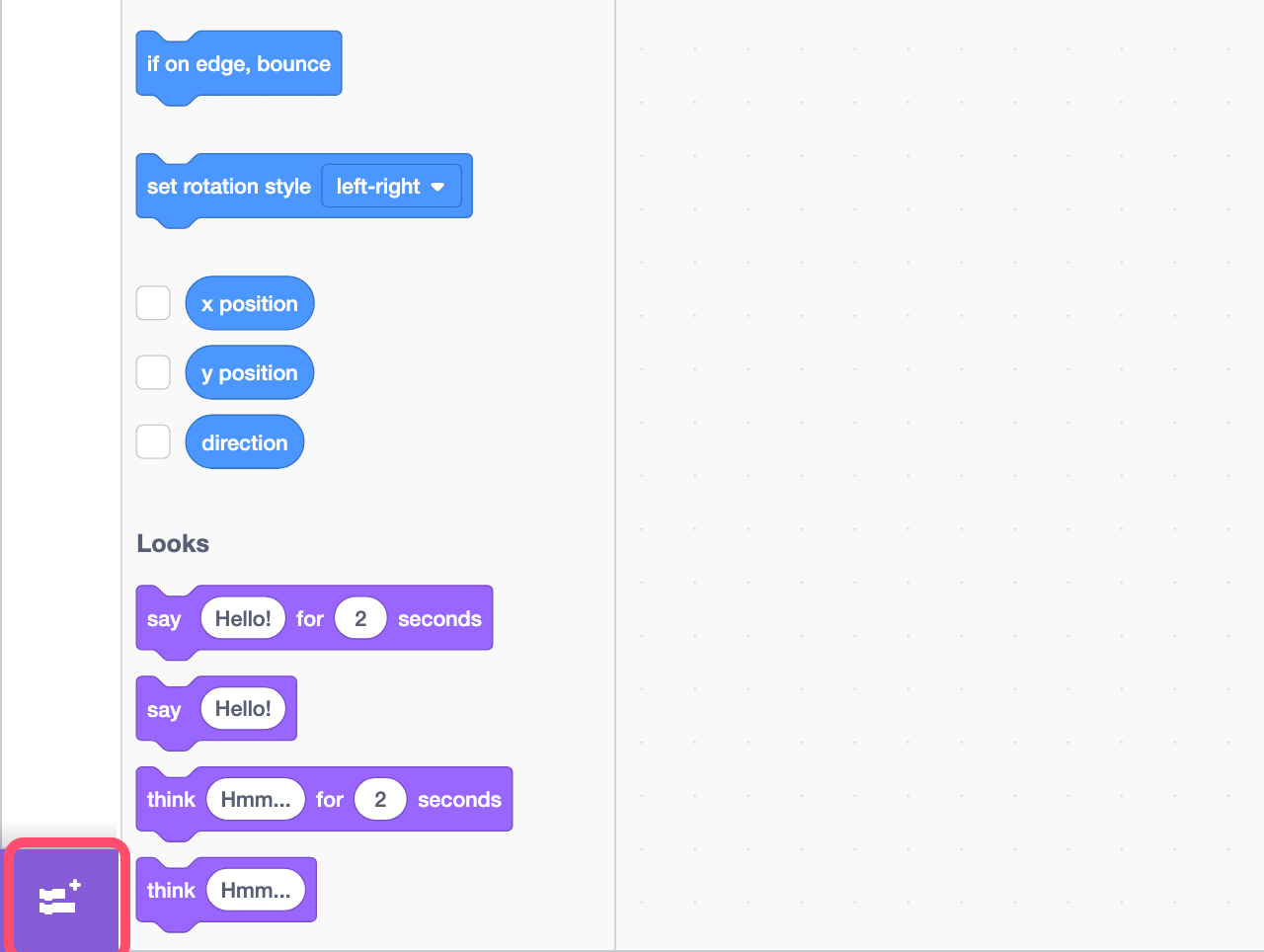 The Add Extension button at the bottom left of the editor