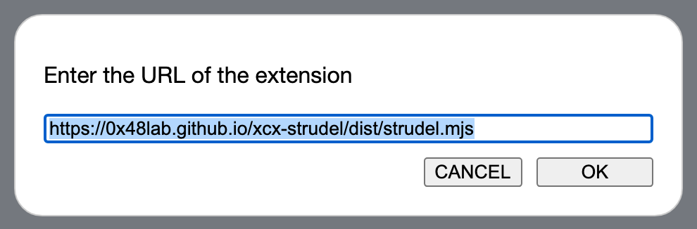 The dialog to enter the URL of the extension