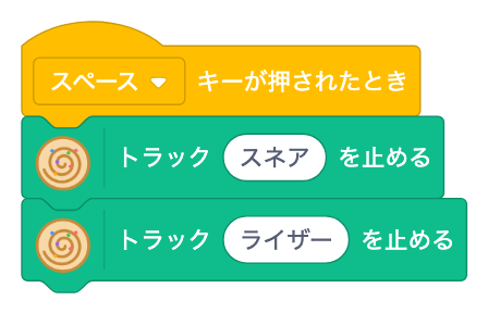 スペースキーで、スネアとライザーのトラックを止める